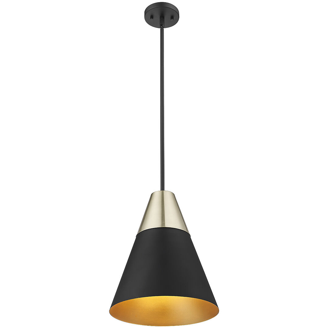 Annos 1 Light 12 inch Matte Black/Modern Gold Pendant Ceiling Light